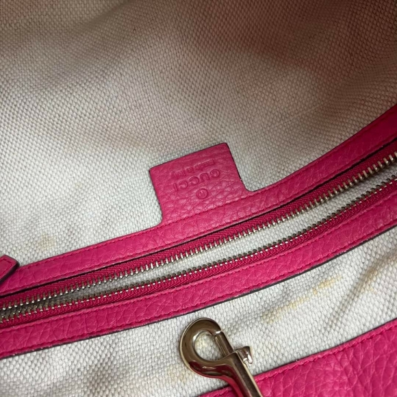 100% Authentic GUCCI Soho Chain Pink Leather Shoulder Bag - Picture 13 of 14